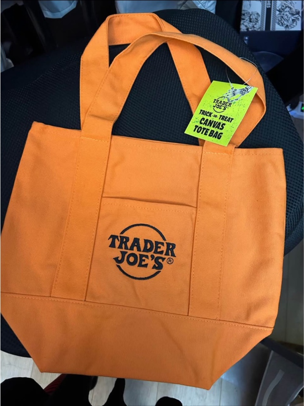 Trader Joe's Orange Canvas Tote Bag new small